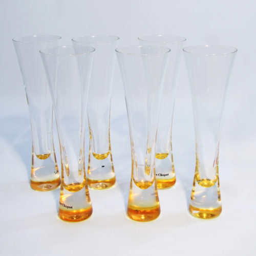 6 flûte à champagnes ” VEUVE CLICQUOT” (jaune/orange)