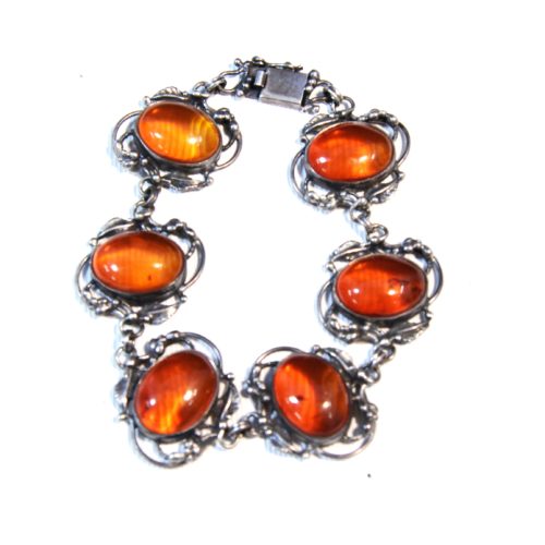 Bracelet argenté avec pierre orange