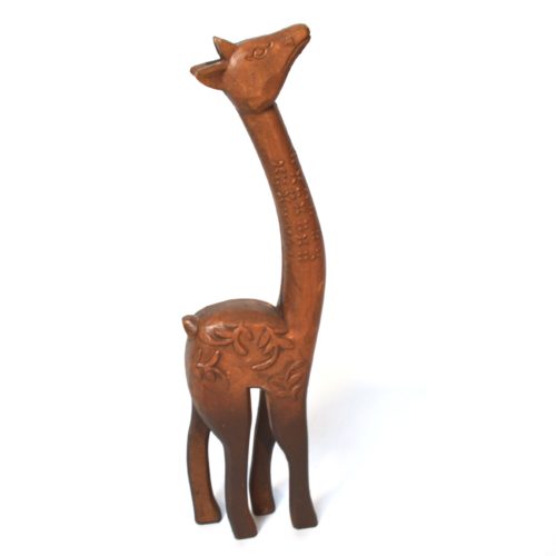 Statuette girafe en bois