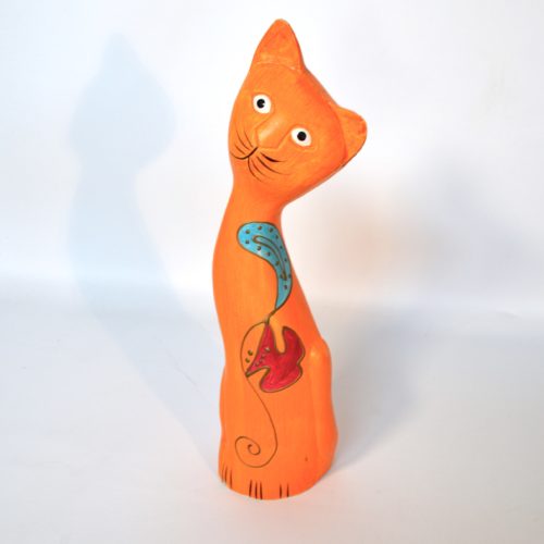 Statuette de chat en bois