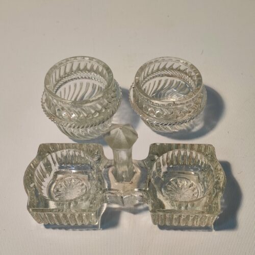 Salière poivrière vintage bulles verre taillé