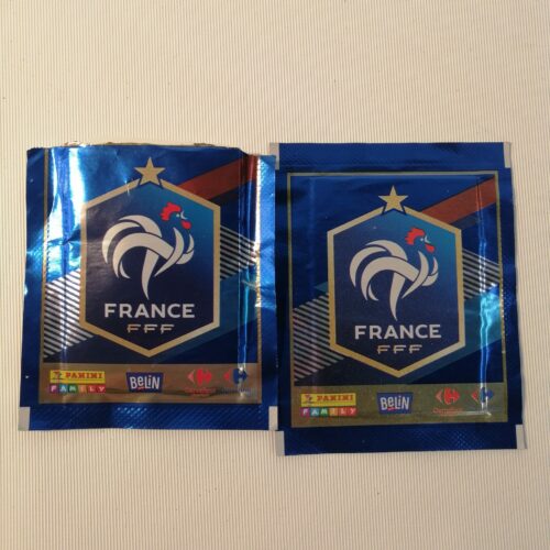 Lot de 34 paquets d’images autocollantes scellés de l’Équipe de France de Football (2018) – Panini Family