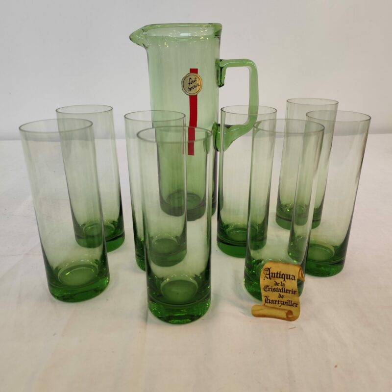 Service à orangeade vintage en verre vert, 1970 – Image 2