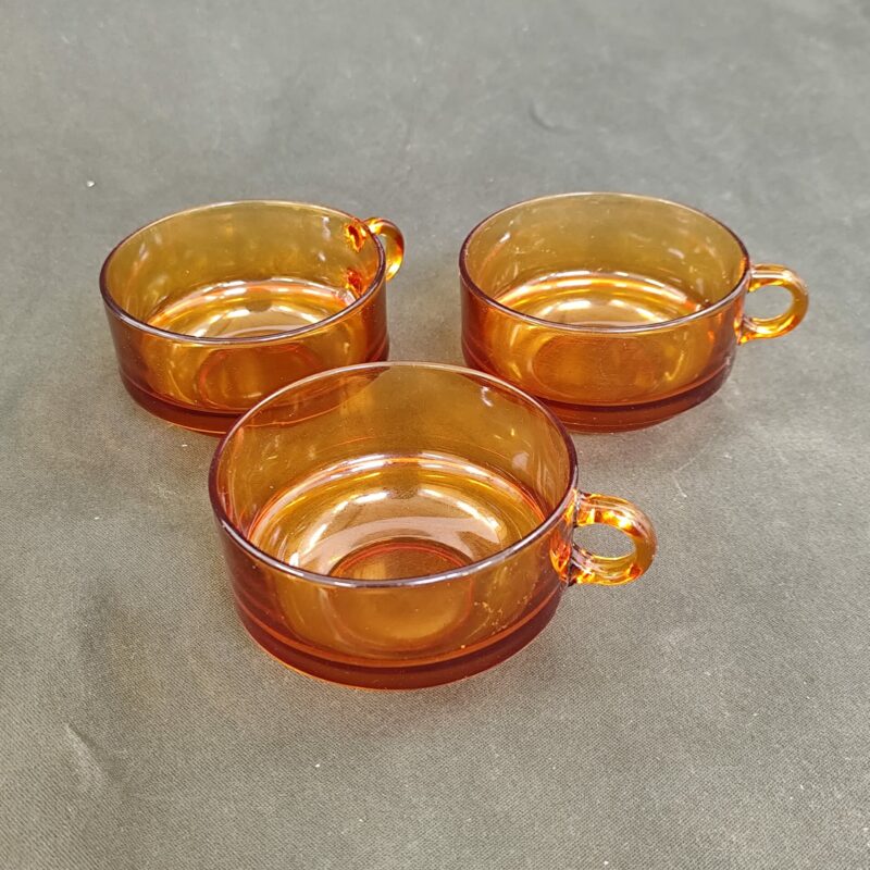 Lot de 3 tasses ambrées vintage Duralex