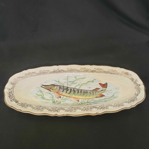 Ancien grand plat à poisson en faïence de Sarreguemines