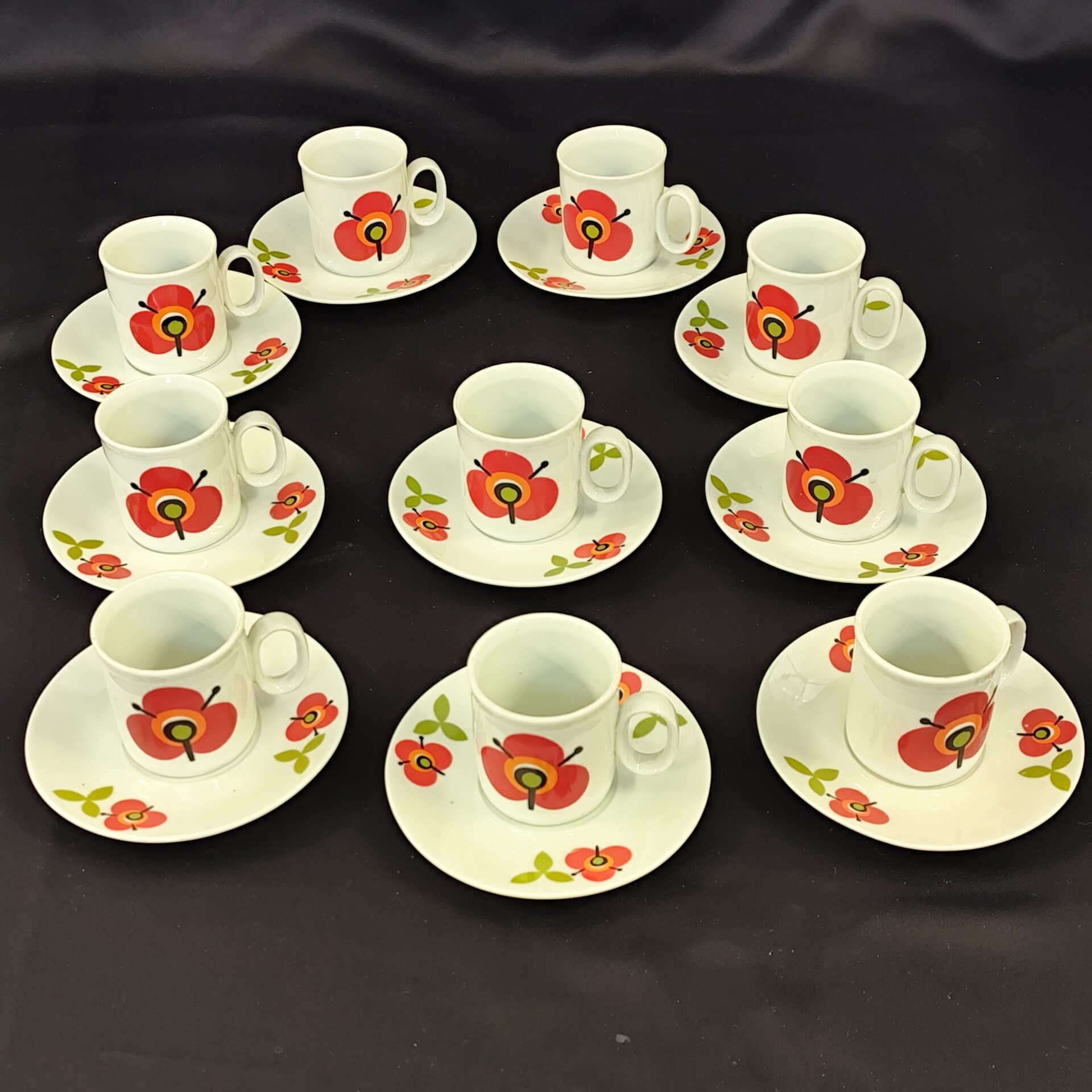 2 tasses fleurs jaunes rétro vintage - Arts de la table