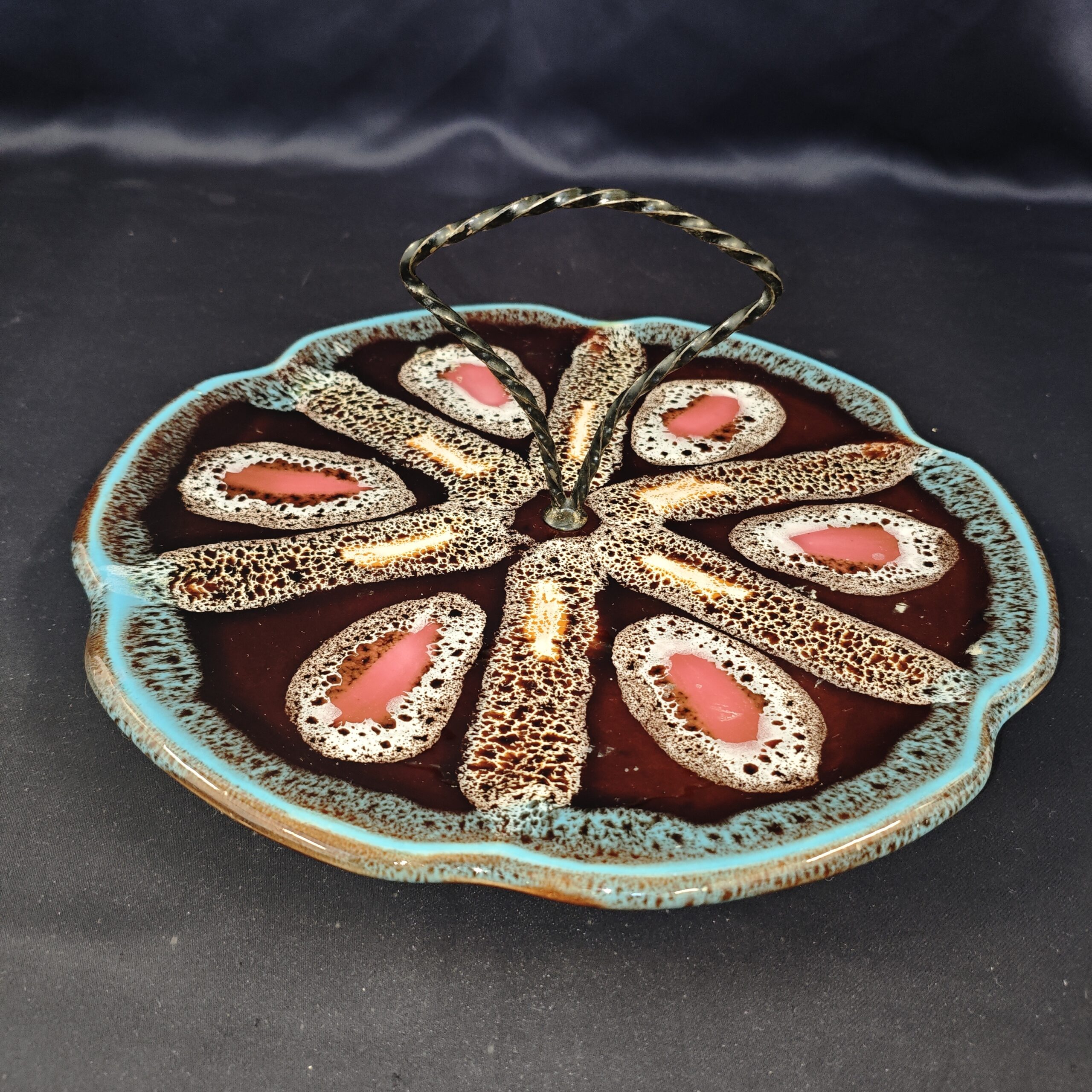 Plat à Fromage Céramique Vallauris M78 - Motif Liqueur De Fruits, Vintage